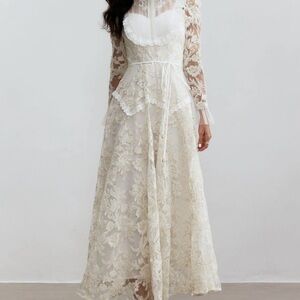 NWT Sunfere Alice Floral Lace Mock Neck Maxi Dress